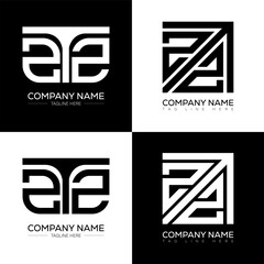 ZTZ minimalist and classic logo set design. ZTZ flat and simple style with black and white color variation letter logo set in one artboard.