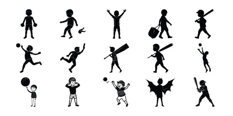 Kids Action and Play Vector Silhouette Bundle – Set 3