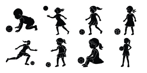 Little Girls Playing Vector Silhouette Bundle – Set 1