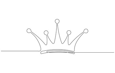 Continuous One line drawing of Crown. Representing monarchy with a basic crown shape, Royal Crown drawing, Royal Crown drawing with one continuous line.