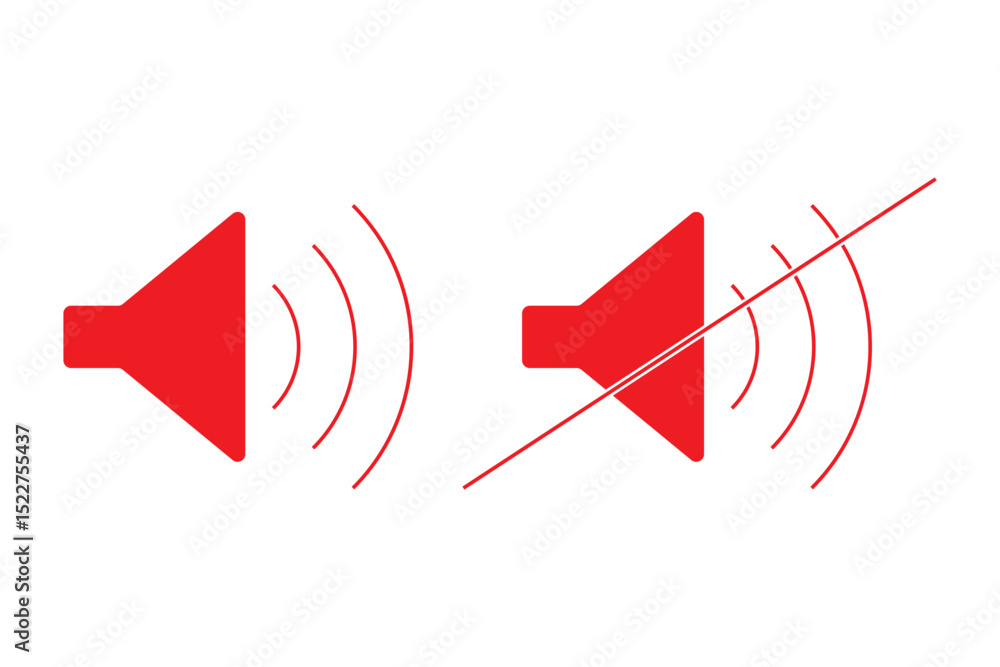 Poster flat style speaker, sound, volume icon set vector symbol , low and hight level and mute volume speak