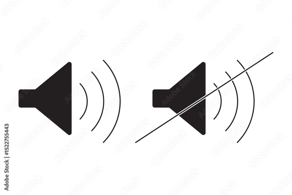 Poster flat style speaker, sound, volume icon set vector symbol , low and hight level and mute volume speak