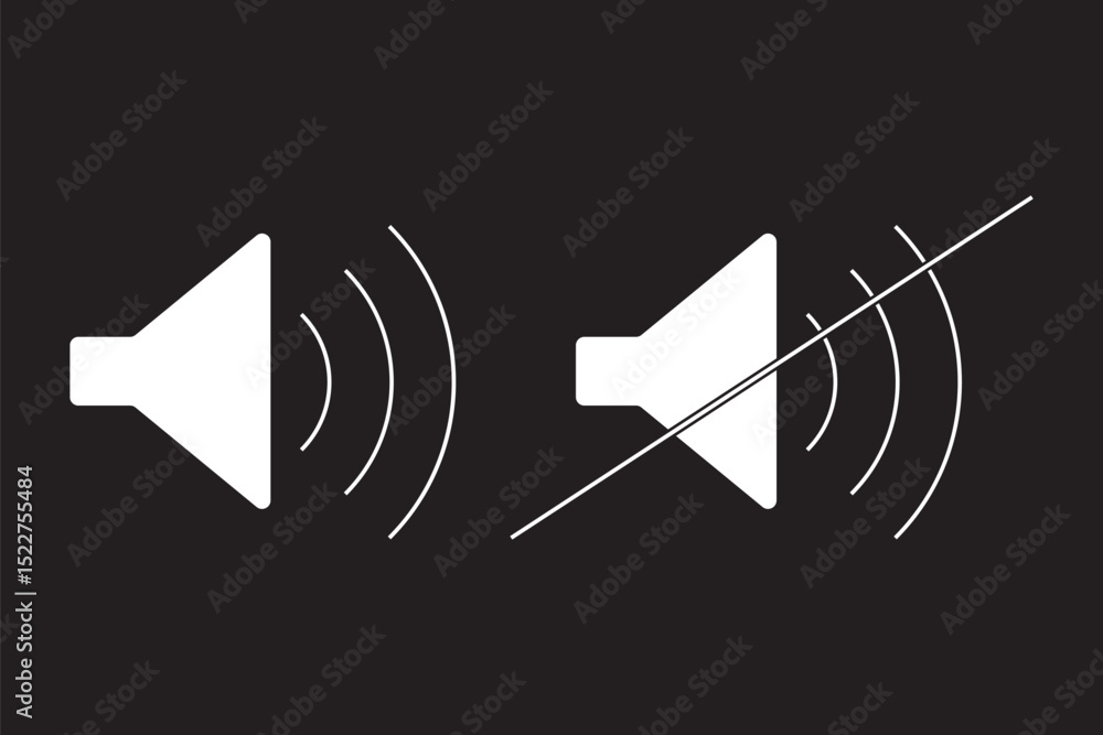 Poster flat style speaker, sound, volume icon set vector symbol , low and hight level and mute volume speak