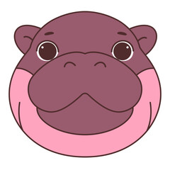 Pygmy Hippo Cartoon Character Hand Drawn Illustration