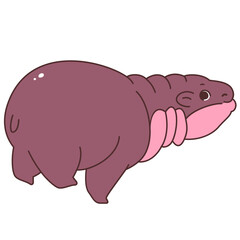 Pygmy Hippo Cartoon Character Hand Drawn Illustration