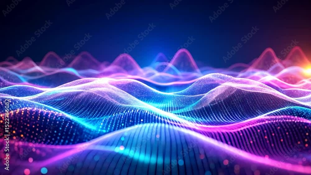 Poster abstract soundwave: a mesmerizing visualization of sound waves, rendered in a symphony of vibrant ne