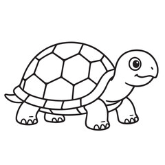 Vector drawing of a turtle in black and white, using bold black outlines to give it a clean, simple, and friendly visual appeal.

