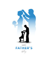 Silhouette of a father and daughter from childhood to wedding