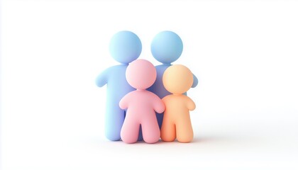Modern Simple Logo: Silhouette Group Of Family People Providing Care, Affection, And Help. Abstract Design For Grateful Family Support.