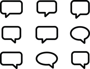 Obraz premium Set of black dialogue speech bubbles isolated on transparent background