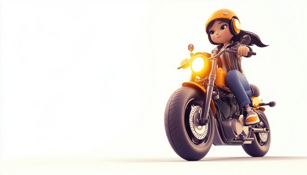 Woman On A Motorcycle In A Leather Jacket Gazing At The Sun - A Cool And Edgy Biker Girl Moment.
