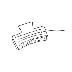 Hand drawn hair claw clip vector. One line continuous drawing. Linear silhouette, minimal fashion icon, beauty fashion print, banner, card, poster, brochure, doodle illustration, shop sign, logo.