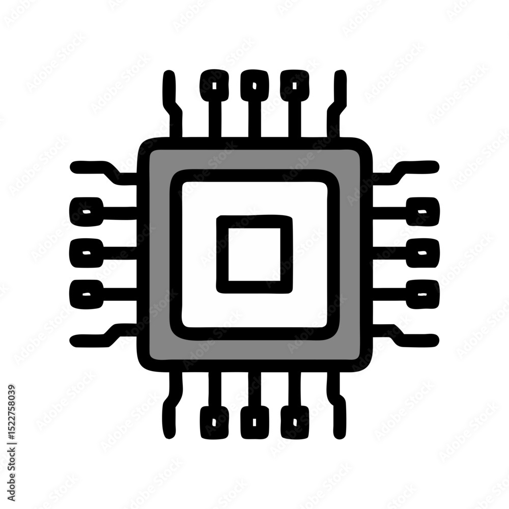 Poster microprocessor with pins and circuit connections in minimal style