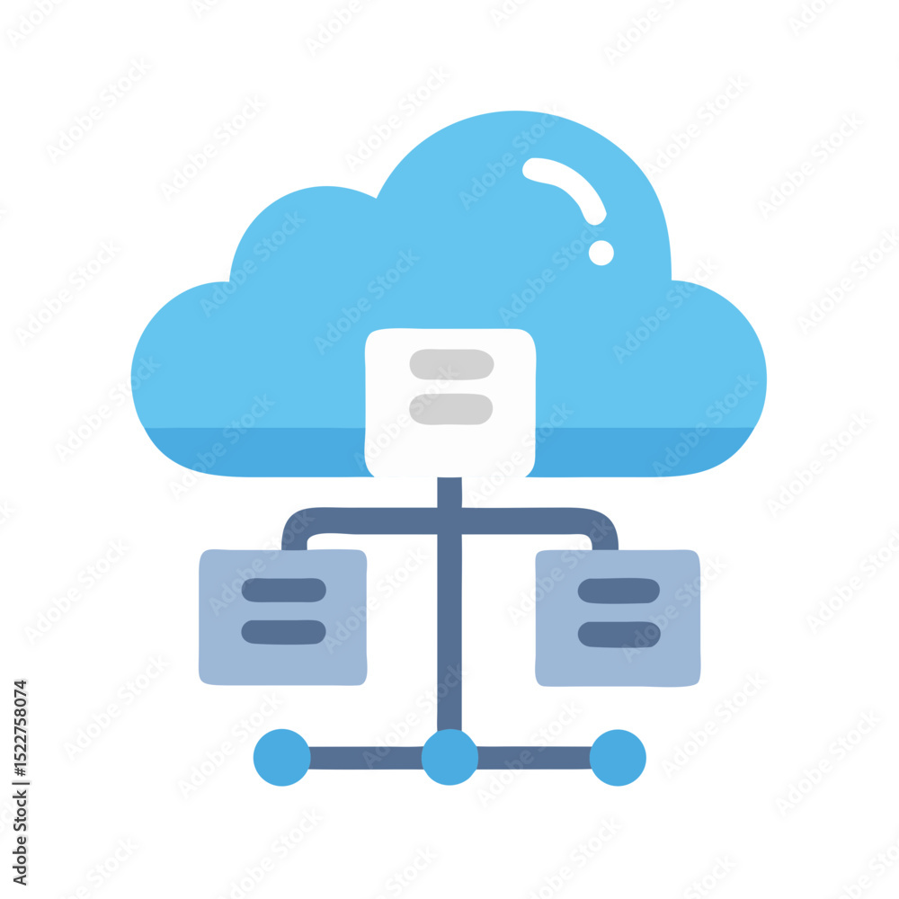 Poster cloud computing icon with data flow representation in blue