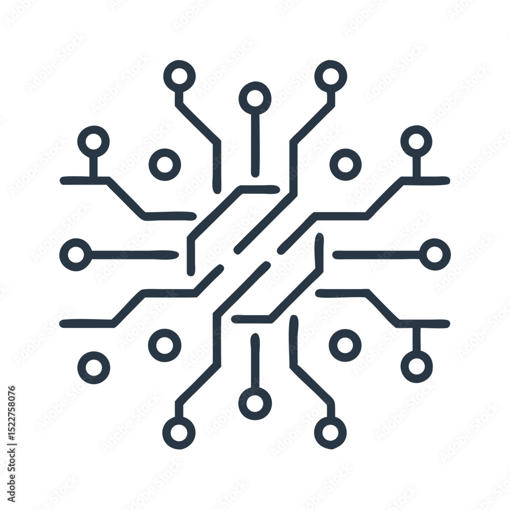 Poster circuit board design in linear style depicting technology concept