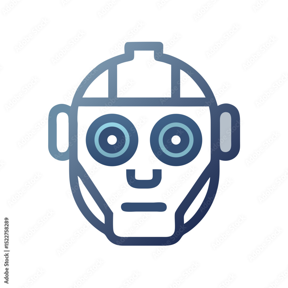 Aufkleber robot face design in flat style with blue and white color scheme