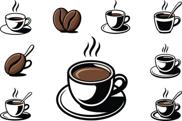 Obraz premium Coffee cup with beans design representing beverage and comfort isolated on transparent background