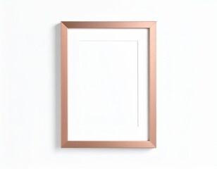 Minimalist Rose Gold Frame Mockup on White Wall Portrait Orientation