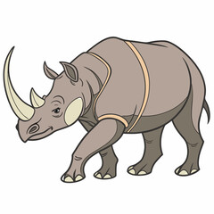 Obraz premium Large wild rhinoceros with horn, isolated on a white background
