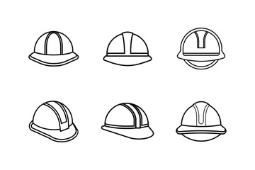 hard hat outline vector illustration