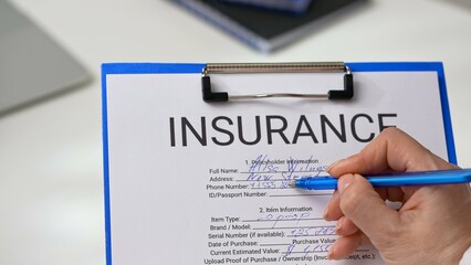 Filling Out Important Insurance Form for Personal Coverage