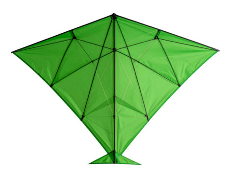 Modern Geometric Green Kite with Triangular Panels, sleek design, isolated on transparent background - Powered by Adobe