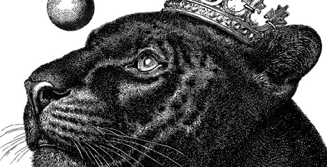 Regal panther portrait with crown for artistic and design use