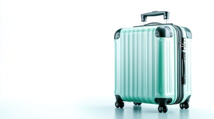 This image showcases a stylish mint green suitcase with a hard shell design, perfect for modern travelers seeking durability and elegance in their luggage.