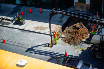 installation of underground electric cable in the city to the restaurant