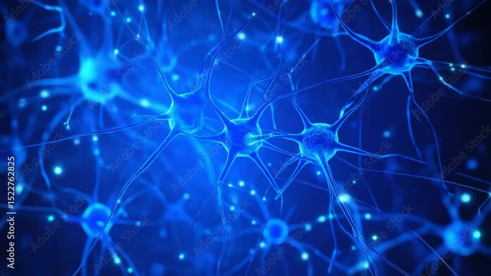 Poster neurons synapse brain activity nerve cell neural network visualization, mind and brain