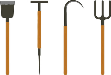 Palm harvest tools isolated on white