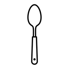 シンプルなスプーンの線画ベクター素材、白背景のモノクロアイコン風イラスト｜スプーン,食器,カトラリー