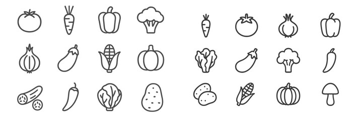 Various vegetables illustrated in a simple, clean design showcasing healthy eating options and nutrition