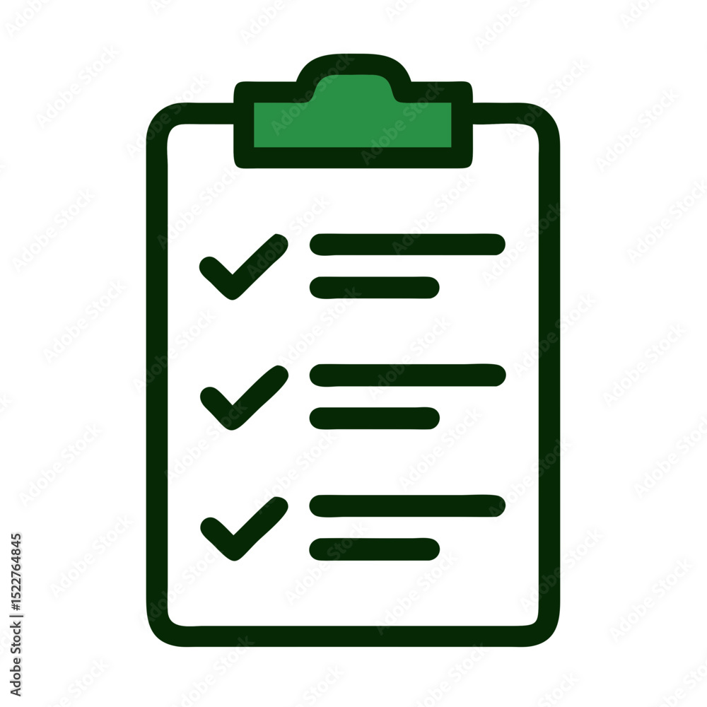 Aufkleber green checklist on clipboard with checkmarks and empty lines