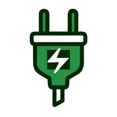 Obraz premium Green electric plug icon with lightning bolt design 