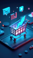 Digital online marketing commerce sale concept, Promotion of products or services through digital channels search engine, social media, email, website, Digital Marketing Strategies.