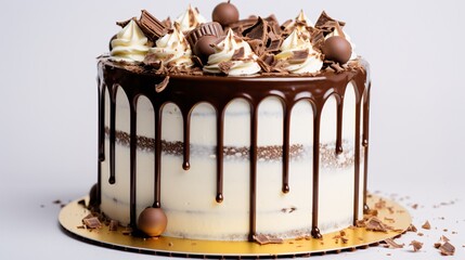 Layered Chocolate Drip Cake with Candy Toppings