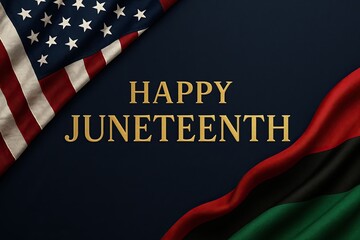 Happy Juneteenth day 2025 festive poster with American flag and Pan-African flag — for news articles about Freedom Day celebration on June 19