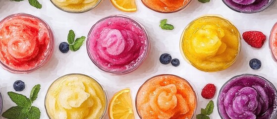 Refreshing Frozen Drinks Tray with Fruit and Ice Creams