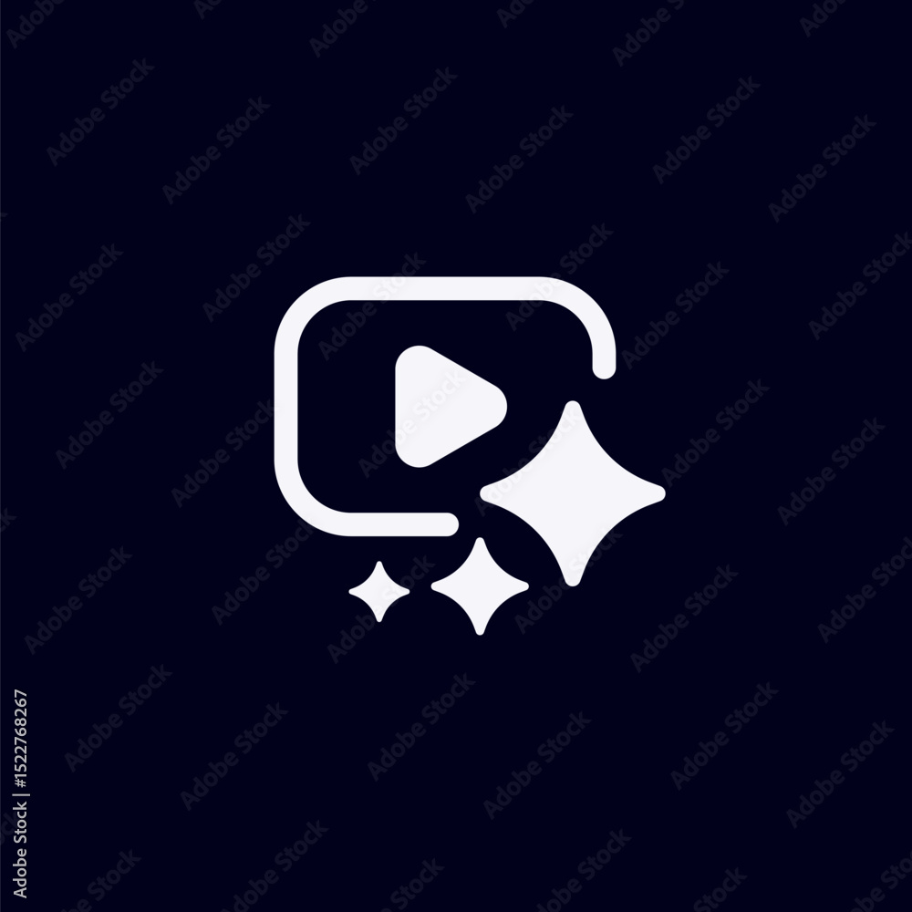 Poster ai-inspired icon featuring a play button with sparkles, representing technology and media concepts.