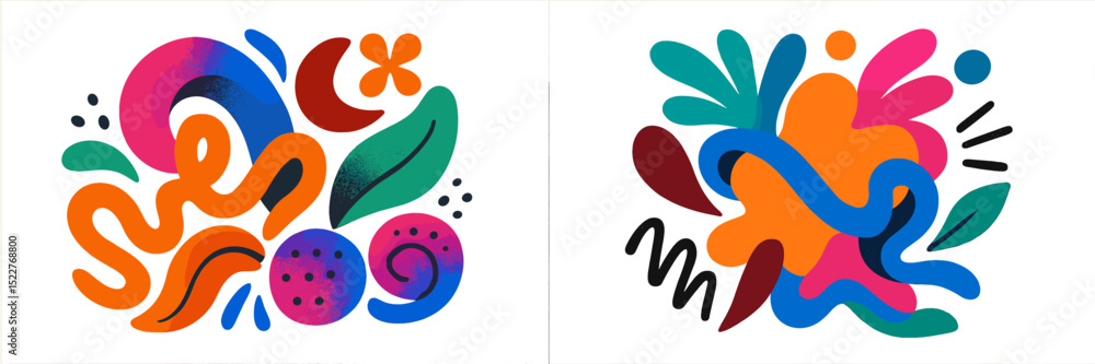 Poster Colorful abstract patterns created with vibrant shapes and forms in a modern artistic style