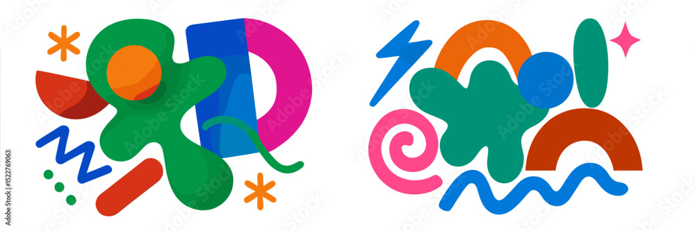 Poster colorful abstract shapes create playful visual art in a vibrant setting
