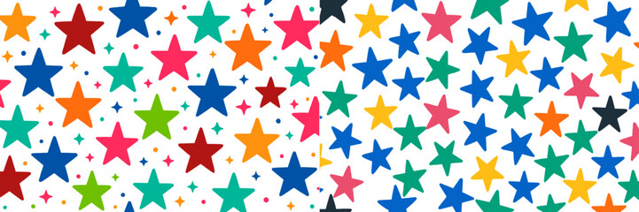 Colorful star patterns in vibrant hues displayed side by side, showcasing artistic design ideas for creative projects