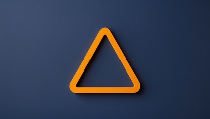 Floating orange triangular outline casting subtle shadow on dark blue matte surface, graphic design