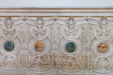 Interior and rich decorated wall of the Bibliotheque Nationale de France national Library in Paris, France, Europe