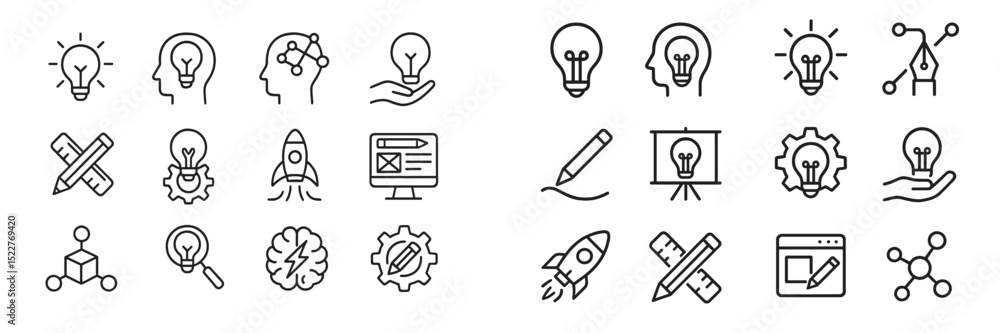 Poster creative light bulb icons representing innovation and brainstorming ideas in a minimalist design sho
