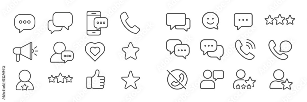 Aufkleber various icons representing communication and feedback tools for digital platforms and social interac