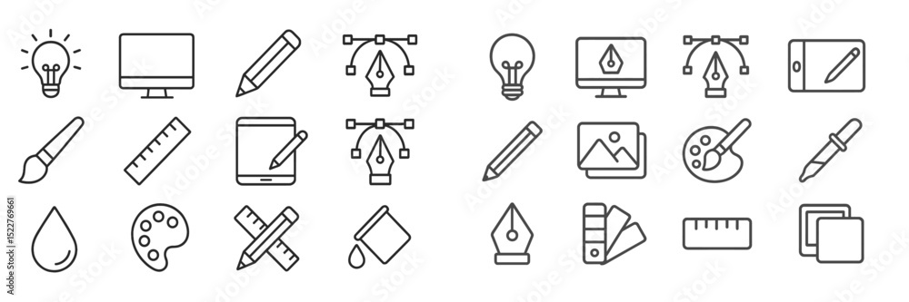 Aufkleber Creative design tools and symbols represented in a minimalist style, illustrating artistic concepts and creativity