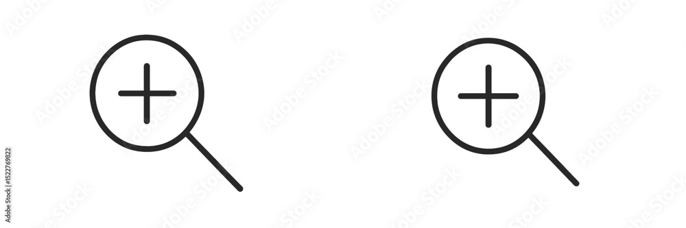 Aufkleber simple magnifying glass icons in black and white for search functionality in digital applications