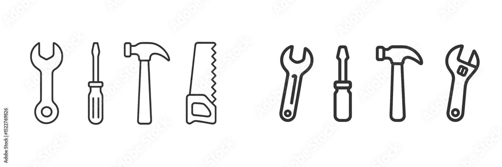Poster collection of various hand tools displayed for home improvement and diy projects in a minimalist sty